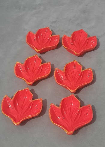 Renkli Yaprak Şeklinde Seramik Tabaklar lokumluk - Görsel 2