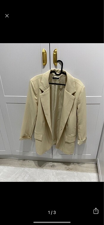 Krem blazer ceket