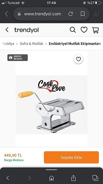 COOK LOVE MAKARNA ERİŞTE KESME MAKİNASI