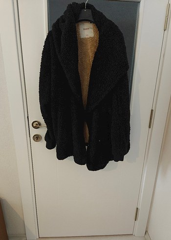 Pull and Bear Siyah Pelus Oversize Kaban