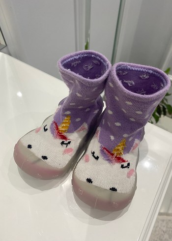 Kızlar için Mor Örgü Unicorn Ev Terliği - Görsel 2