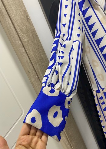 Mavi Bohem Uzun Desenli Elbise - Görsel 3