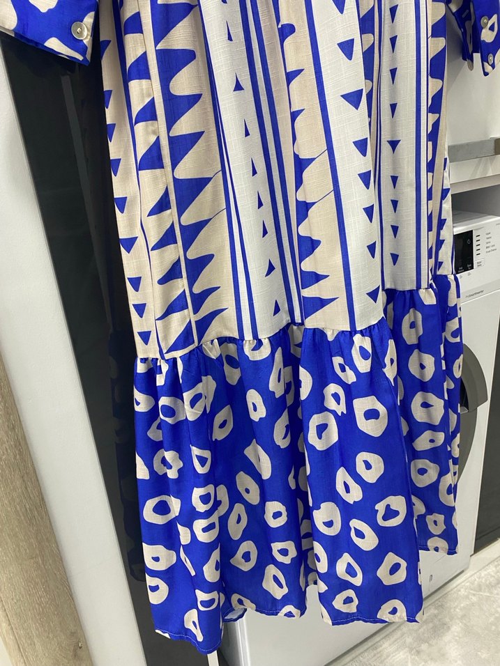 Mavi Bohem Uzun Desenli Elbise - Görsel 2