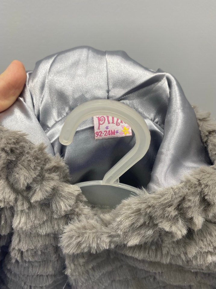 Kız Çocuk Gri Kürklü Zebra Desenli Mont - Görsel 2