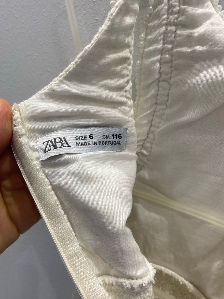 Beyaz Örgü Kız Elbisesi V Yaka - Görsel 4