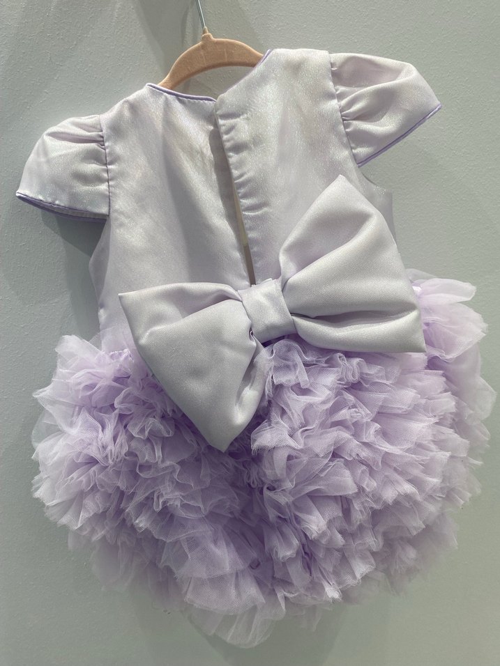 Mor Fırfırlı Kız Çocuk Elbise - Görsel 2