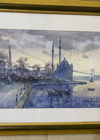 İstanbul Boğazı Suluboya Tablo uğur yayla