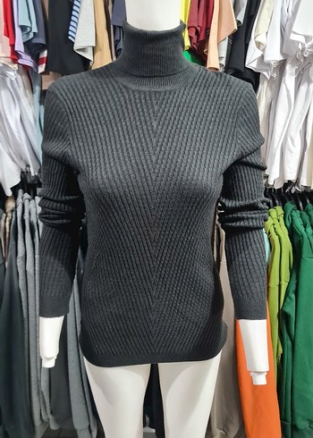 Stradivarius Gri Kadın Boğazlı Triko Kazak
