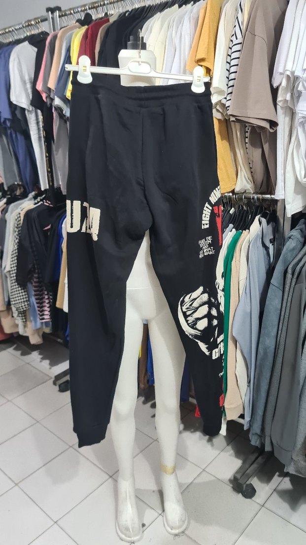 Siyah Baskılı Erkek Streetwear Eşofman Altı - Görsel 2