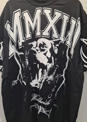 Siyah Baskılı Oversize Erkek Tişört - Görsel 6