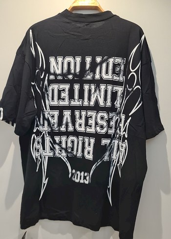 Siyah Baskılı Oversize Erkek Tişört - Görsel 5
