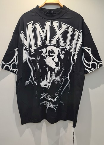 Siyah Baskılı Oversize Erkek Tişört - Görsel 2