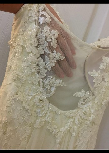 Straplez Bohem Uzun Gelinlik - Görsel 3