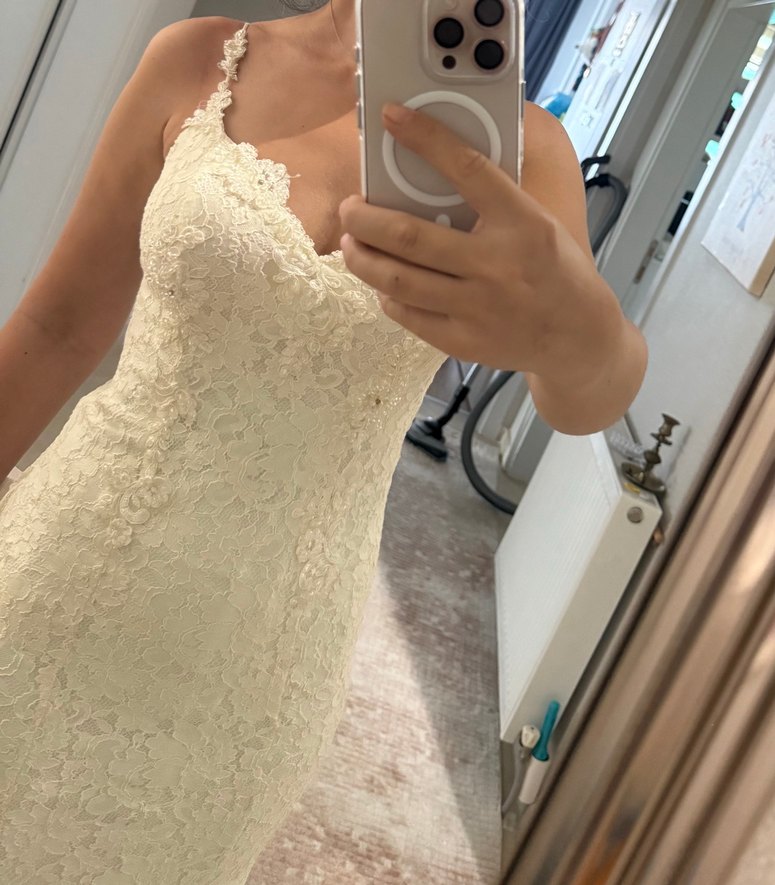 Straplez Bohem Uzun Gelinlik - Görsel 5