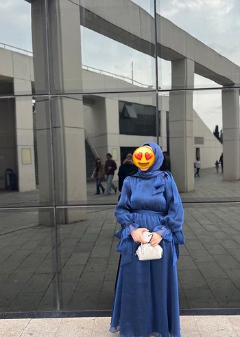 38 Beden Kadın Lacivert Uzun Abiye Elbise