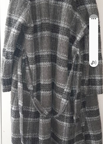 Kahve Ekose Desenli Kadın Uzun Örgü Kaban - Görsel 3