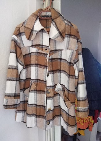 Kahverengi Ekose Kadın Düğmeli Gömlek - Görsel 3