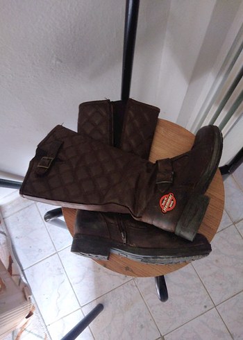 Kahverengi Deri Biker Dizüstü Botlar - Görsel 4