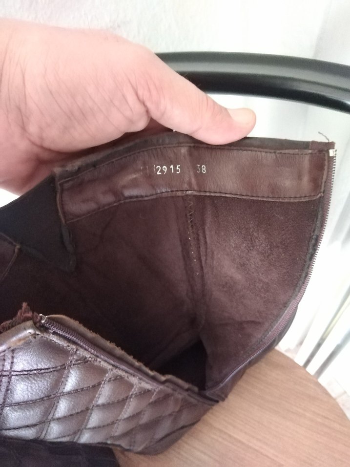 Kahverengi Deri Biker Dizüstü Botlar - Görsel 5