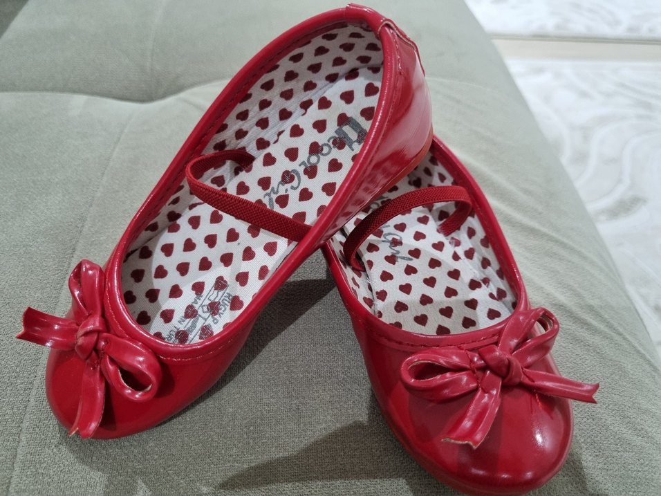 Kız Çocuk Kırmızı Fiyonklu Babet Ayakkabı - Görsel 2