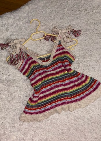 American Vintage Bohem vintage Renkli Örgü Askılı üst