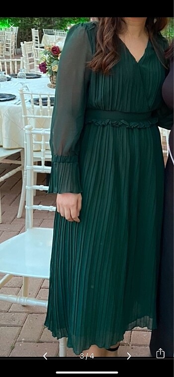 l Beden Zara Yeşil Elbise