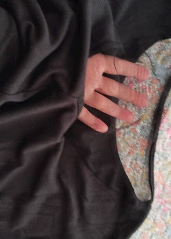 xl Beden Dantel Detaylı Siyah Uzun Kollu Tişört