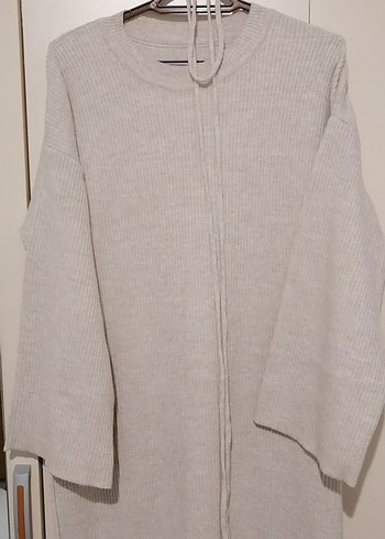 Bej Uzun Triko Kadın Elbise - Görsel 2