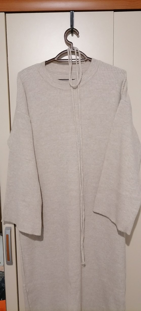 Bej Uzun Triko Kadın Elbise - Görsel 2