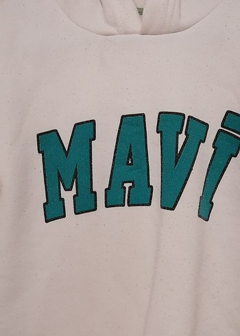 Mavi Baskılı Beyaz Kadın Sweatshirt - Görsel 2