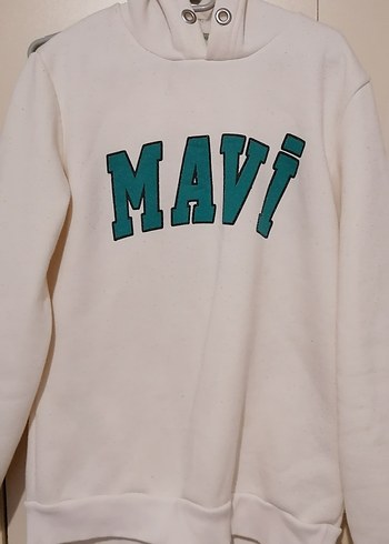 Mavi Baskılı Beyaz Kadın Sweatshirt - Görsel 3