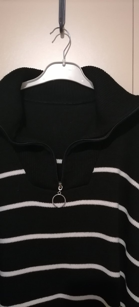 Çizgili Yarım Boğazlı Kadın Triko Elbise - Görsel 4