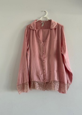 Pembe Uzun Kollu Düğmeli Bohem Gömlek