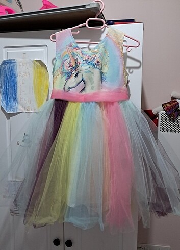 5 Yaş Beden Unicorn tütü elbise