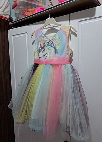 5 Yaş Beden pembe Renk Unicorn tütü elbise
