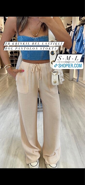 ZARA MODEL BEJ KRINKIL BOL PANTALON