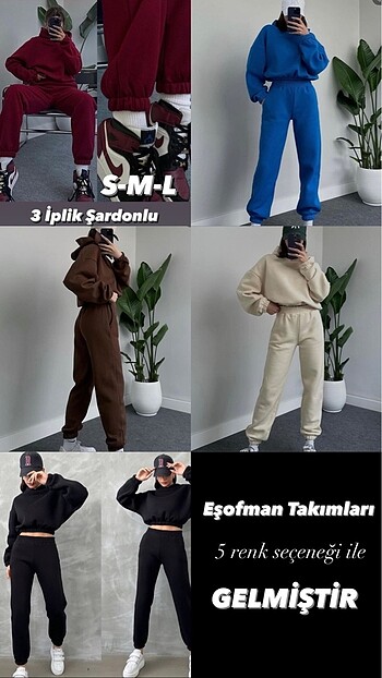 Üç iplik crop eşofman takımı