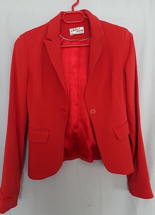 Kırmızı Penye Blazer Ceket 