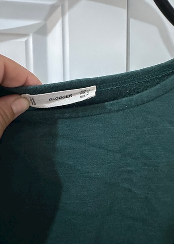 m Beden Koyu Yeşil Kadın Keten Sweatshirt