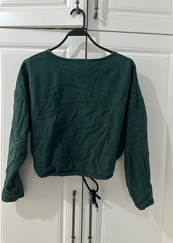 Koyu Yeşil Kadın Keten Sweatshirt