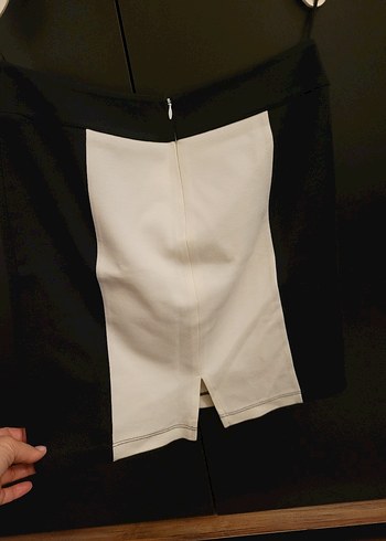 Beyaz Siyah Mini Etek - Görsel 4