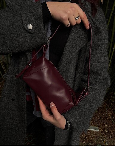  Beden bordo Renk Bershka bordo baget çanta