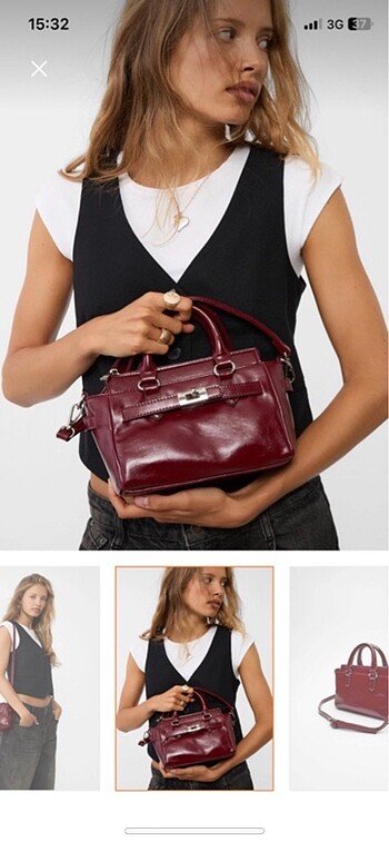 Stradivarius bordo kadın çanta
