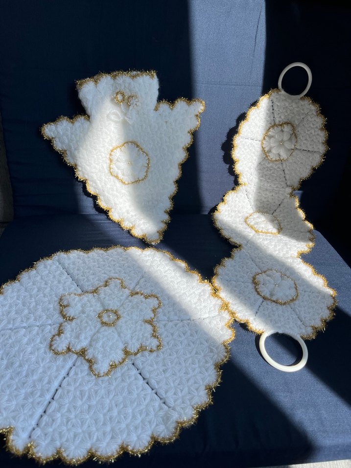 Beyaz Altın İşlemeli Örgü Çeyizlik Lif - Görsel 2