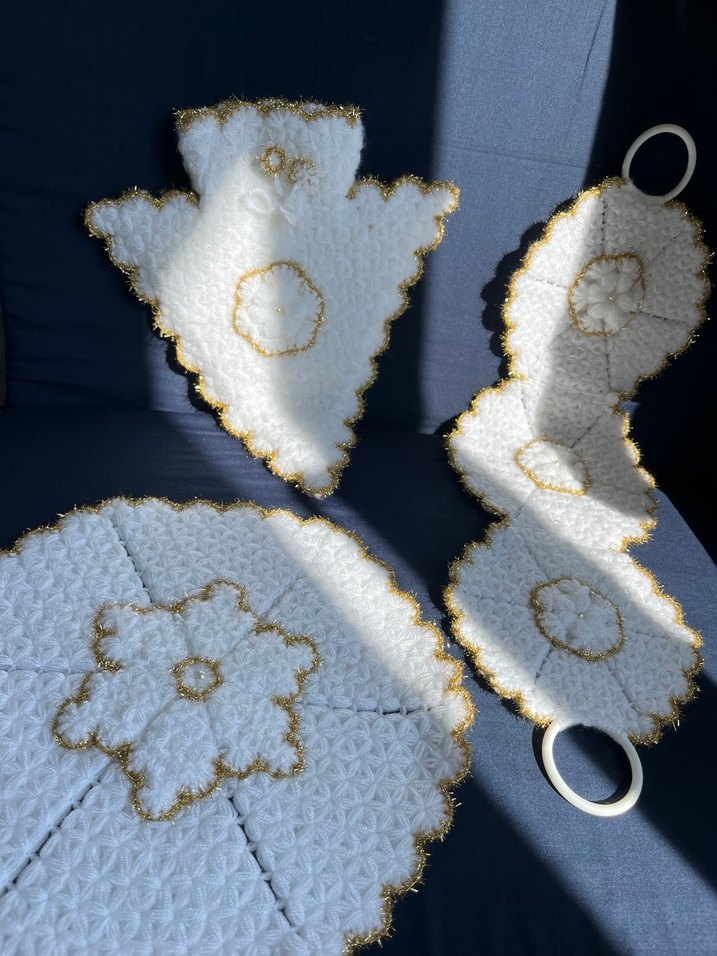 Beyaz Altın İşlemeli Örgü Çeyizlik Lif - Görsel 3