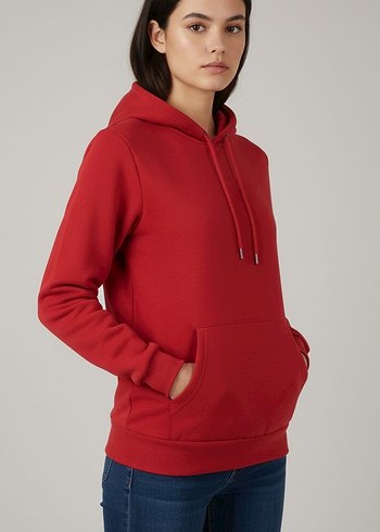 Erkek Koyu Kırmızı Kapüşonlu Sweatshirt - Görsel 5