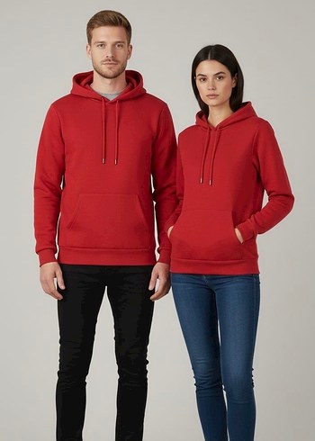 Erkek Koyu Kırmızı Kapüşonlu Sweatshirt - Görsel 2