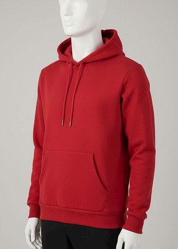 Erkek Koyu Kırmızı Kapüşonlu Sweatshirt - Görsel 4