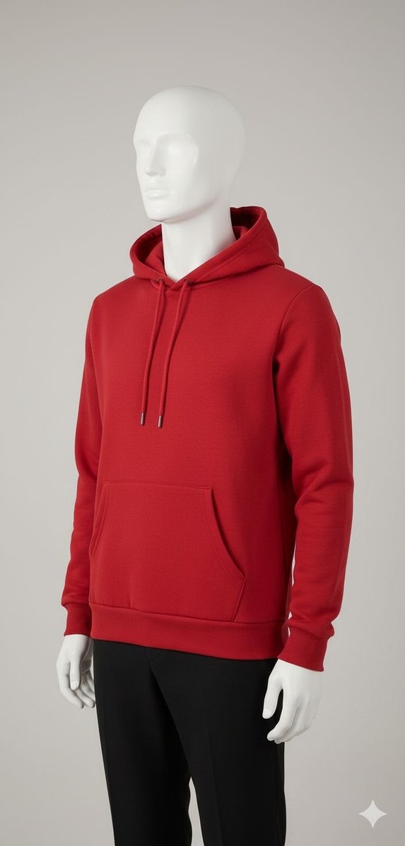 Erkek Koyu Kırmızı Kapüşonlu Sweatshirt - Görsel 4