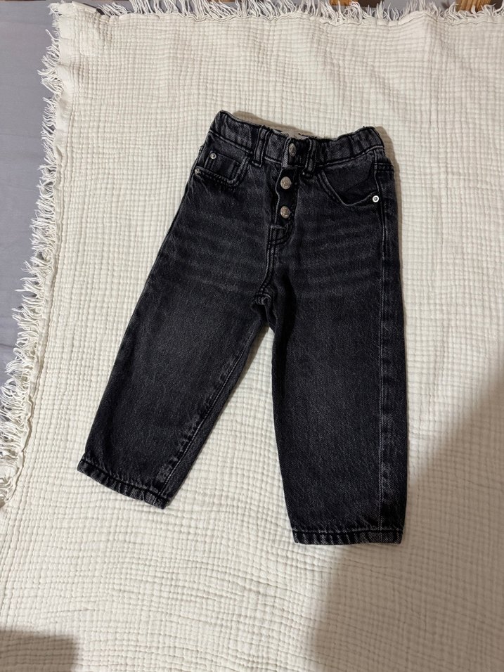 Düğmeli Erkek Çocuk Bol Kesim Kot Pantolon - Görsel 2